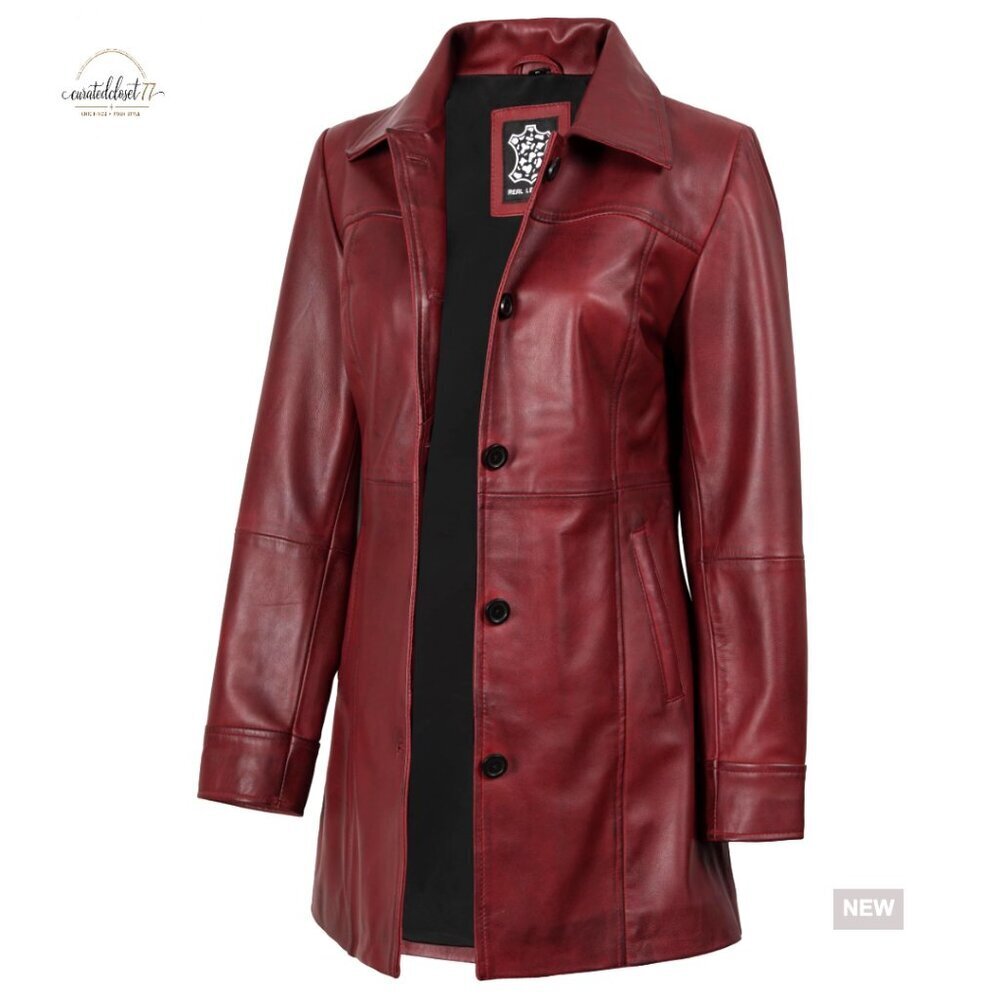 Lambskin Leather Coat 3/4 Length Blazer Style Regular Fit